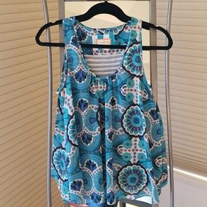 Fun turquoise patterned Anthropologie tank